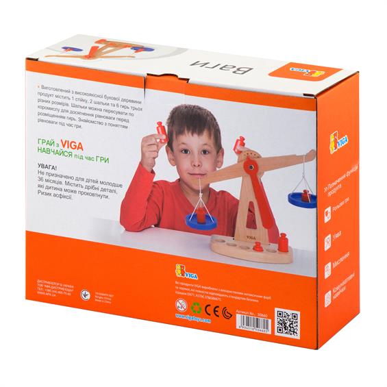 Дерев'яні навчальні терези (ваги) Viga Toys с гирями (50660) - зображення 4