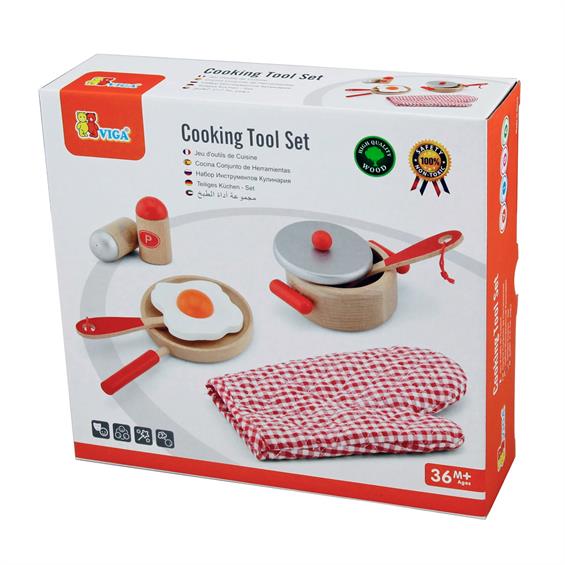 Дитячий кухонний набір Viga Toys Іграшковий посуд із дерева, червоний (50721) - зображення 2