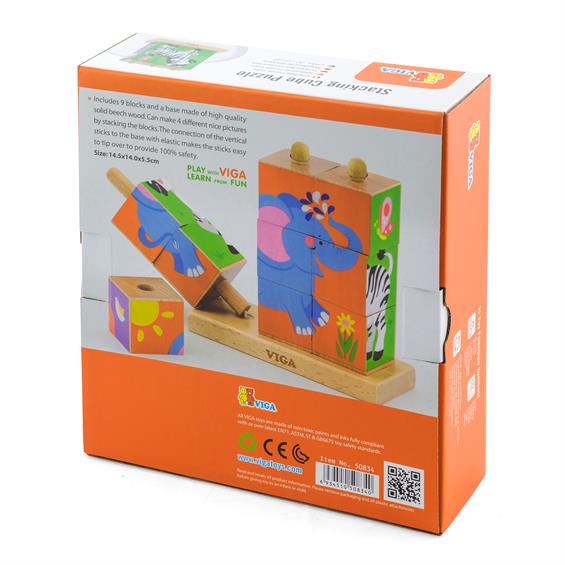 Дерев'яні кубики-пірамідка Viga Toys Звірята (50834) - зображення 4