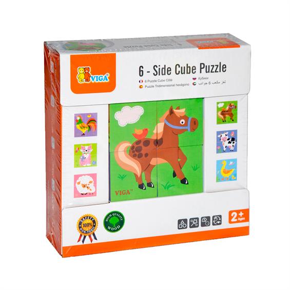 Дерев'яні кубики-пазл Viga Toys Фермерські звірята (50835) - зображення 2