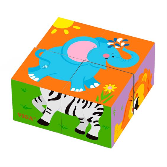 Дерев'яні кубики-пазл Viga Toys Звірята (50836) - зображення 1