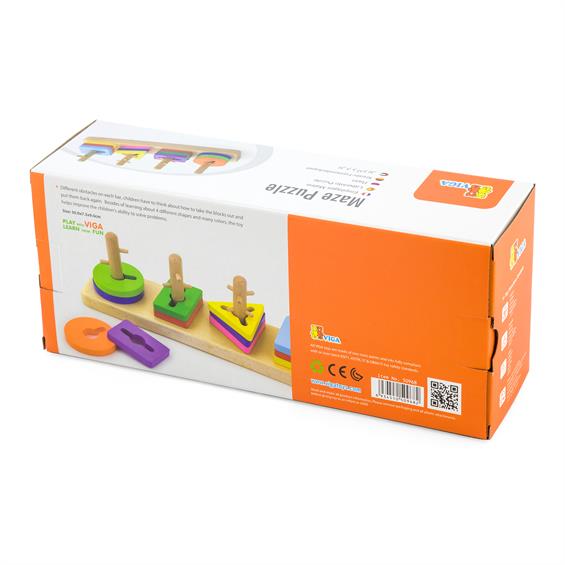 Дерев'яна логічна пірамідка-ключ Viga Toys Кольорові фігури (50968) - зображення 3