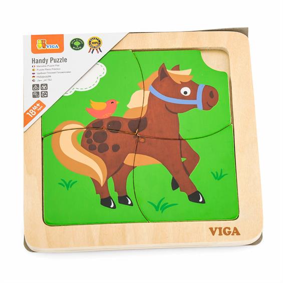 Дерев'яний міні-пазл Viga Toys Коник, 4 ел. (51312) - зображення 1