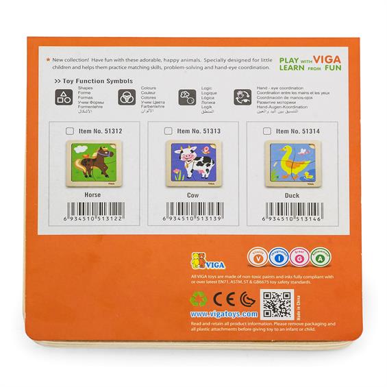 Дерев'яний міні-пазл Viga Toys Корівка, 4 ел. (51313) - зображення 4
