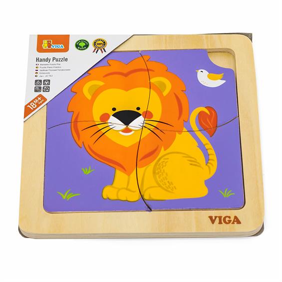 Дерев'яний міні-пазл Viga Toys Лев, 4 ел. (51316) - зображення 1