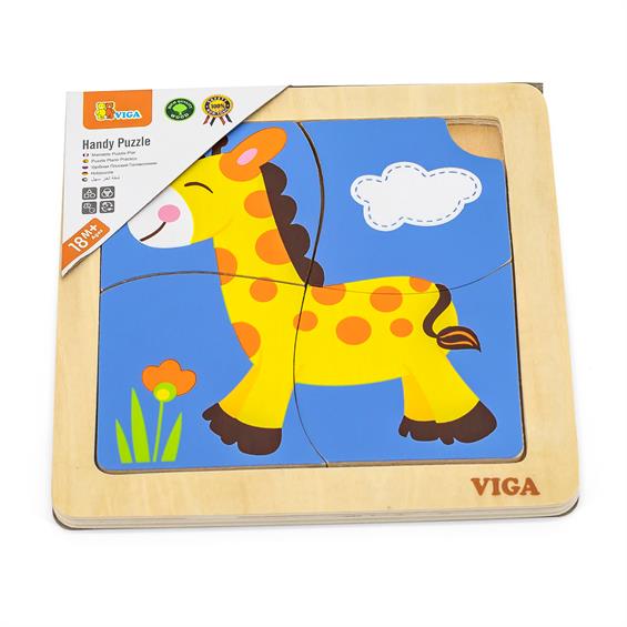 Дерев'яний міні-пазл Viga Toys Жираф, 4 ел. (51319) - зображення 0