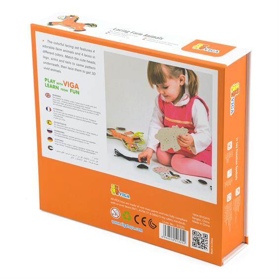 Дерев'яна шнурівка Viga Toys Фермерські звірята (51325) - зображення 2