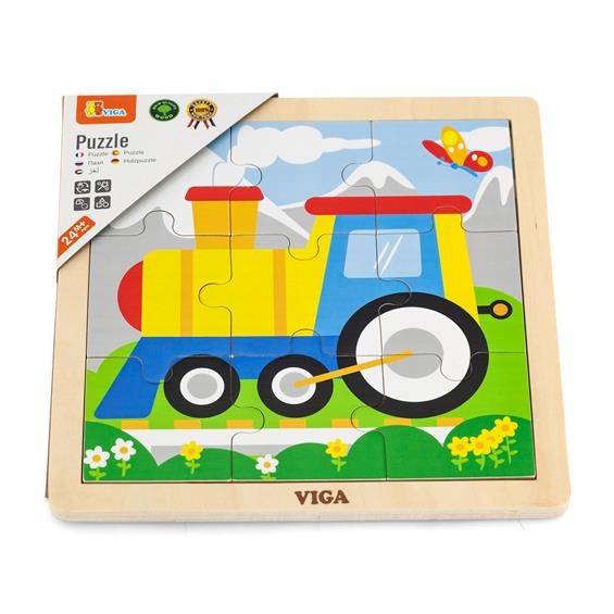 Дерев'яний пазл Viga Toys Паровозик, 9 ел. (51446) - зображення 1