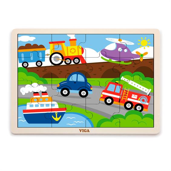 Дерев'яний пазл Viga Toys Транспорт, 16 ел. (51456) - зображення 1
