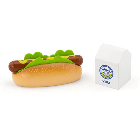 Іграшкові продукти Viga Toys Дерев'яні хот-дог і молоко (51601) - зображення 1