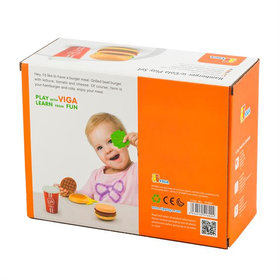Іграшкові продукти Viga Toys Дерев'яні гамбургер і кола (51602) - зображення 5