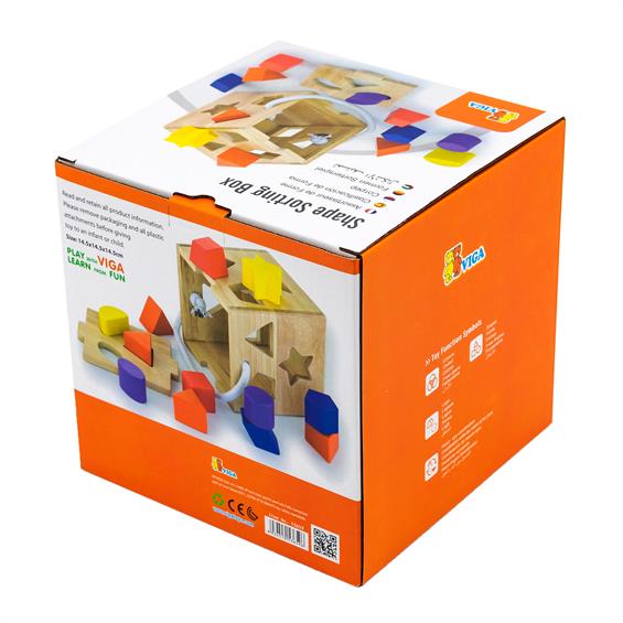 Дерев'яний сортер Viga Toys Кубик із фігурами (53659) - зображення 3