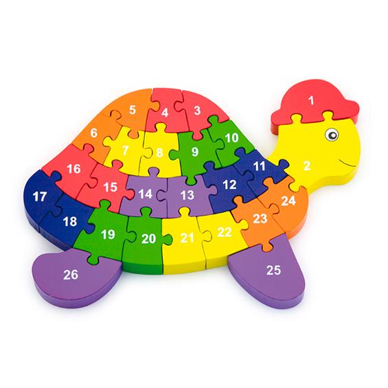 Дерев'яний пазл Viga Toys Черепаха по літерах і числах (55250) - зображення 3