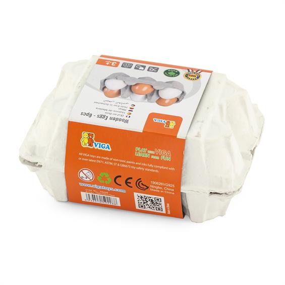 Іграшкові продукти Viga Toys Дерев'яні яйця в лотку, 6 шт. (59228) - зображення 3