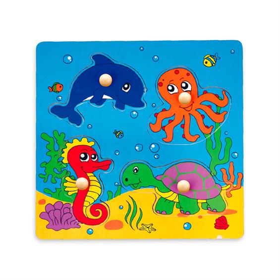Дерев'яна рамка-вкладиш Viga Toys Морські мешканці (59564) - зображення 1