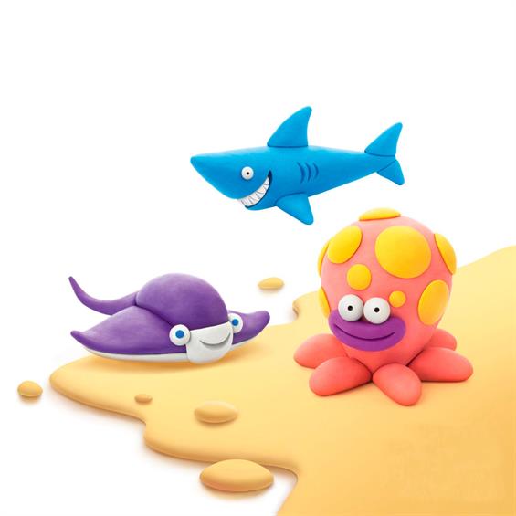 Набір пластиліну Hey clay Липака Океан: Акула, восьминіг, скат 6 баночок (60027-UA01) - зображення 4