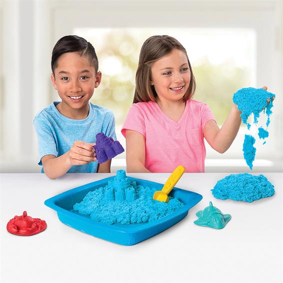 Кінетичний пісок для дітей Kinetic Sand з лотком та формочками, блакитний, 454 г (71402B) - зображення 1