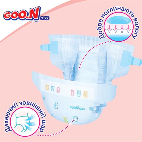 Підгузки Goo.N Plus для новонароджених до 5 кг 2S на липучках унісекс 36 шт. (843333) - зображення 1