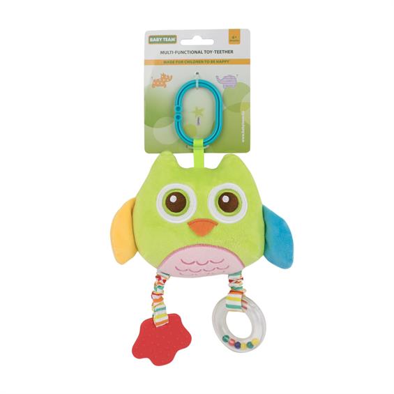 М'яка іграшка-прорізувач Baby Team Сова зелений (8533-green) - зображення 1