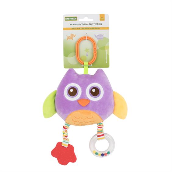 М'яка іграшка-прорізувач Baby Team Сова фіолетовий (8533-violet) - зображення 1