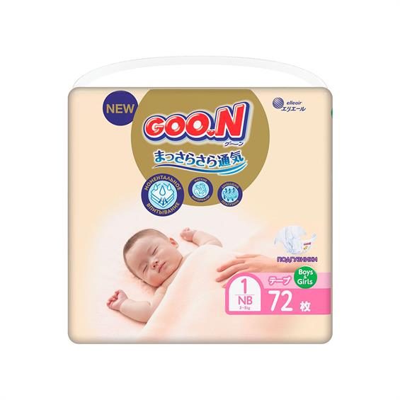 Підгузки Goo.N Premium Soft для новонароджених до 5 кг 1NB на липучках унісекс 72 шт. (863222) - зображення 3