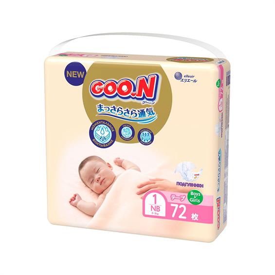 Підгузки Goo.N Premium Soft для новонароджених до 5 кг 1NB на липучках унісекс 72 шт. (863222) - зображення 1