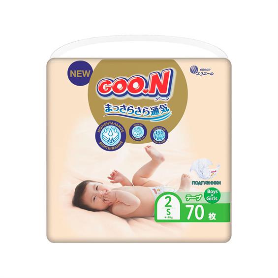 Підгузки Goo.N Premium Soft для дітей 4-8 кг 2S на липучках унісекс 70 шт. (863223) - зображення 1