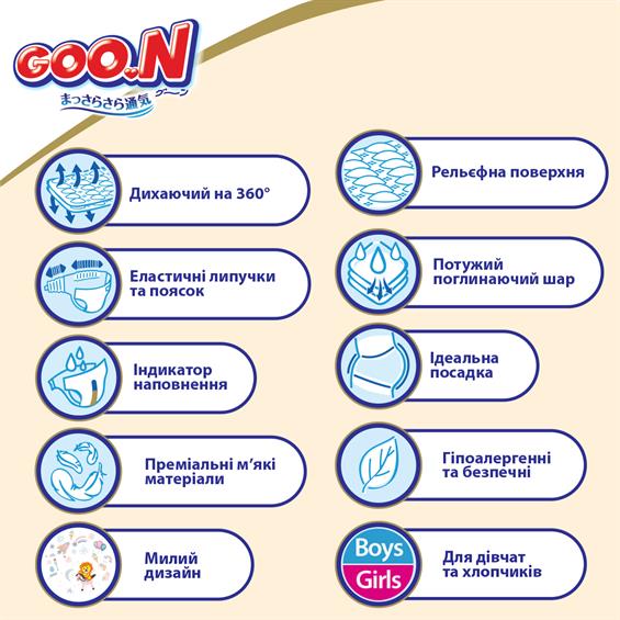 Підгузки Goo.N Premium Soft для дітей 12-20 кг 5XL на липучках унісекс 40 шт. (863226) - зображення 4