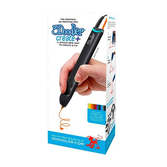 3D-ручка 3Doodler Create PLUS для професіоналів з аксесурами, 75 стрижнів, чорна (8CPSBKEU3E) - зображення 1
