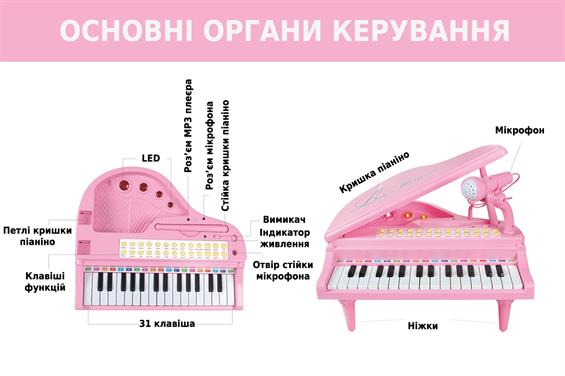 Дитяче піаніно-синтезатор Baoli Маленький музикант з мікрофоном 31 рожевий клавіша (BAO-1504C-P) - зображення 6