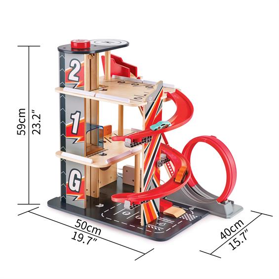 Паркінг дерев'яний Hape з треками, ліфтом і вертолітним майданчиком (E3019A) - зображення 4