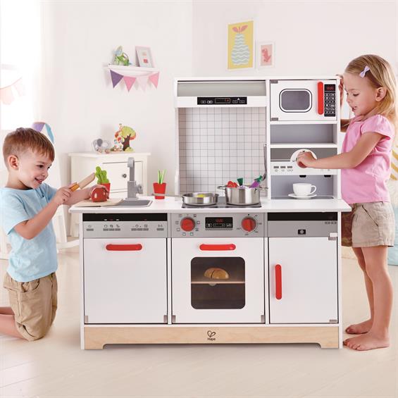 Дитяча кухня Hape дерев'яна з посудом та продуктами (E3145) - зображення 1