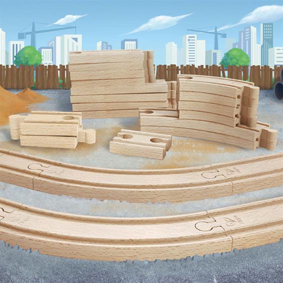 Набір рейок Hape для дерев'яної залізниці, 24 ел. (E3707) - зображення 1