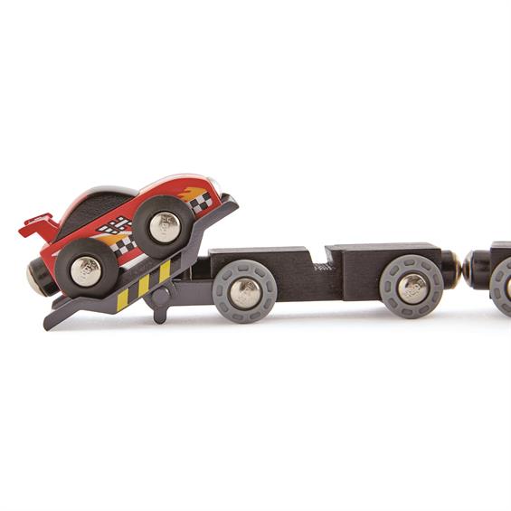 Набір для іграшкової залізниці Hape Поїзд-транспортер для гоночних автомобілів  (E3735) - зображення 3