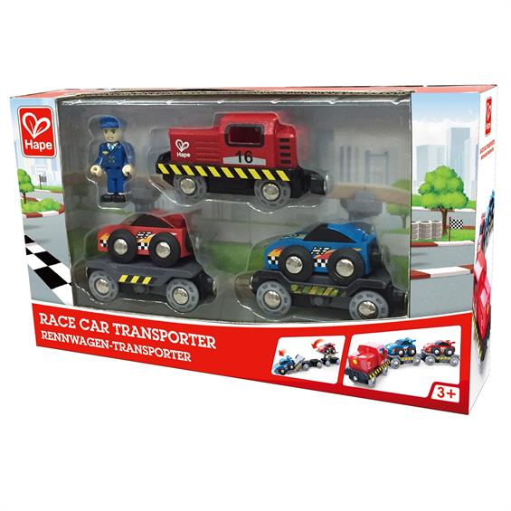 Набір для іграшкової залізниці Hape Поїзд-транспортер для гоночних автомобілів  (E3735) - зображення 8