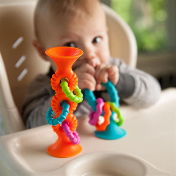 Прорізувач-брязкальце на присосках Fat Brain Toys pipSquigz Loops помаранчевий (F165ML) - зображення 1