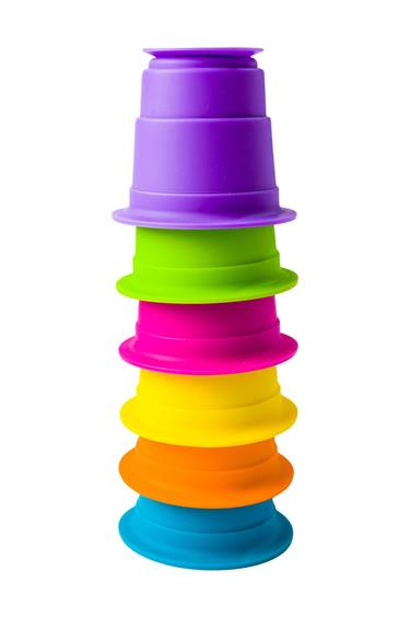Іграшка тактильна М'які чашки Fat Brain Toys Suction Kupz 6 штук  (FA183-1) - зображення 4
