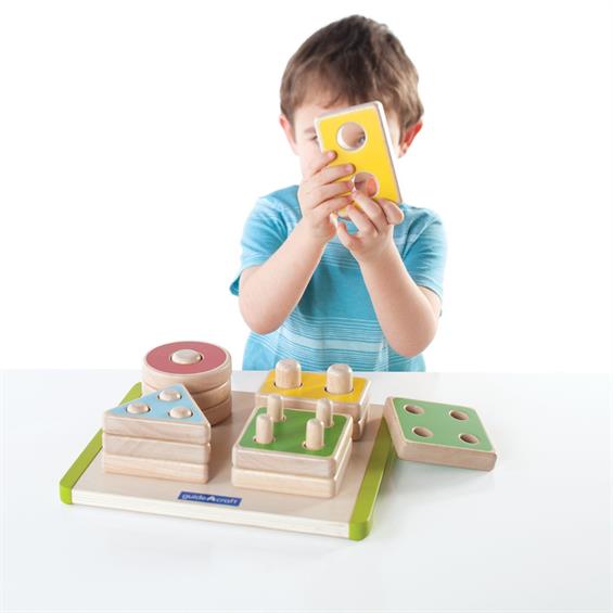 Дерев'яна логічна пірамідка Guidecraft Manipulatives Фігури геометрії (G6738) - зображення 6