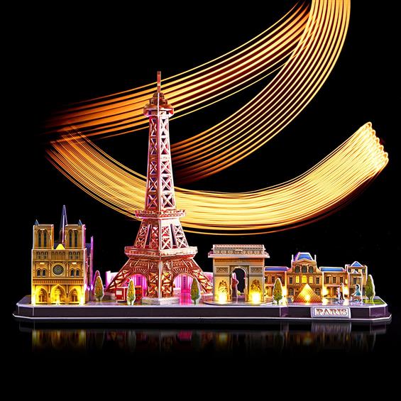 Тривимірна головоломка-конструктор CubicFun City Line з LED-підсвіткою Париж (L525h) - зображення 5
